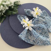 Kit Mesa Posta Azul com 01 Capa + 1 Guardanapo + 1 Anel