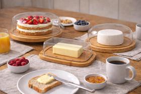Kit Mesa Posta Café da Manhã em Bambu Boleira + Queijeira + Manteigueira