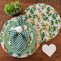 Kit mesa posta capa de supla jogo americano tecido limão4 un Kit mesa posta capa de supla jogo americano tecido limão4 un