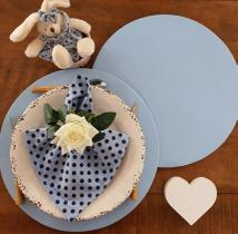 Kit mesa posta capa sousplat jogo americano azul bebe 8 un