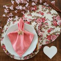Kit mesa posta capa sousplat jogo americano floral pink 10un
