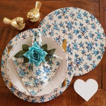 Kit mesa posta capa suplat americano floral tiffany cru 4 un