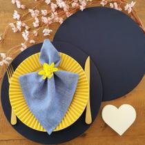 Kit mesa posta capa suplat jogo americano azul marinho 8 un