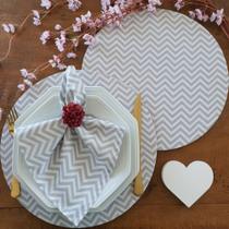 Kit mesa posta capa suplat jogo americano chevron cinza 8 un