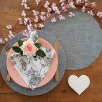 Kit mesa posta capa suplat jogo americano cinza chumbo 4 un