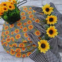 Kit mesa posta de jogo americano base girassol xadrez 8 un