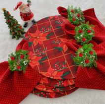 Kit Mesa Posta Flor Natal Vermelha com 01 Capa + 1 Guardanapo + 1 Anel Kit Mesa Posta Flor Natal Vermelha com 01 Capa + 1 Guardanapo + 1 Anel