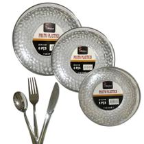 Kit Mesa Posta Jantar 12 Pratos Acrílico 25Cm +36 Talheres Kit Mesa Posta Jantar 12 Pratos Acrílico 25Cm +36 Talheres