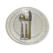 Kit Mesa Posta Jantar 6 Pratos Acrílico 25Cm + 18 Talheres