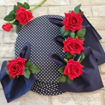 Kit mesa posta jogo americano base poá azul marinho 12+12 un