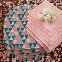 Kit mesa posta jogo americano base tecido triângulos 8 un