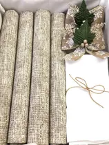 Kit Mesa Posta Jogo Americano Completo Decor Natal 6 Lugares Kit Mesa Posta Jogo Americano Completo Decor Natal 6 Lugares