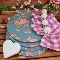 Kit mesa posta jogo americano flor verde anel base 32pç