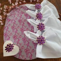 Kit mesa posta jogo americano tecido arabesco lilás 4 un