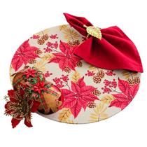 Kit Mesa Posta Natal: 4 Capas + Guardanapos + Anéis - Criarte Opções