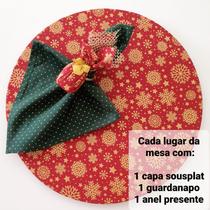 Kit Mesa Posta Natal com01 Capa+Guardanapo+Anel+Base MDF - MSD