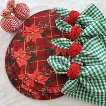 Kit mesa posta natal guardanapo anel sousplat base 32pç Kit mesa posta natal guardanapo anel sousplat base 32pç