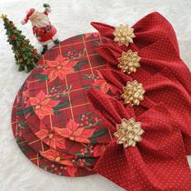 Kit mesa posta natal tricoline dourado supla de 4 pçs