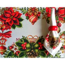 Kit Mesa Posta Natalina 18 Peças Jogo Americano com Guardanapos e Porta Guardanapos Para 6 Lugares