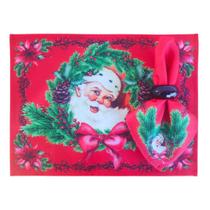 Kit Mesa Posta Natalina 18 Peças Para 6 Lugares Jogo Americano com Guardanapos e Porta Guardanapos