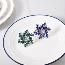 Kit mesa posta Porta Guardanapo natal flor cristal azul 12un