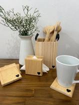 Kit Mesa Posta Porta Utensílios Porta Guardanapo de papel e Jogo de 4 Porta Copos