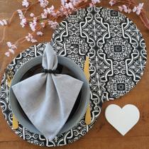 Kit mesa posta sousplat lugar americano mandala preta 8 un