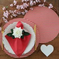 Kit mesa posta supla americano tecido chevron vermelho 4 un