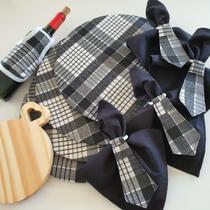 Kit mesa posta supla jogo americano base xadrez cinza 12un