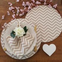 Kit mesa posta supla lugar americano base chevron bege 20un