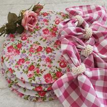 Kit mesa posta supla lugar americano floral rosa 4 peças