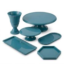 Kit Mesa Provençal 6 Peças para Festa com Boleiras, Bandejas e Vaso 20cm