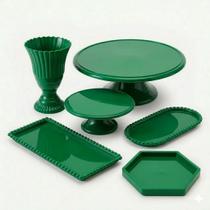 Kit Mesa Provençal 6 Peças para Festa com Boleiras, Bandejas e Vaso 20cm