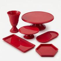 Kit Mesa Provençal 6 Peças para Festa com Boleiras, Bandejas e Vaso 20cm