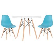 KIT - Mesa redonda Eames 100 cm branco + 2 cadeiras Eiffel DSW