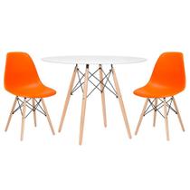 KIT - Mesa redonda Eames 100 cm branco + 2 cadeiras Eiffel DSW