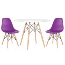 KIT - Mesa redonda Eames 100 cm branco + 2 cadeiras Eiffel DSW