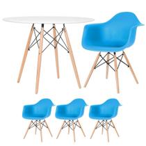 KIT - Mesa redonda Eames 100 cm branco + 3 cadeiras Eiffel DAW