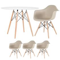 KIT - Mesa redonda Eames 100 cm branco + 3 cadeiras Eiffel DAW