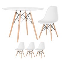KIT - Mesa redonda Eames 100 cm branco + 3 cadeiras Eiffel DSW