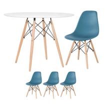 KIT - Mesa redonda Eames 100 cm branco + 3 cadeiras Eiffel DSW