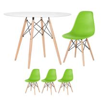 KIT - Mesa redonda Eames 100 cm branco + 3 cadeiras Eiffel DSW