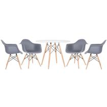 KIT - Mesa redonda Eames 100 cm branco + 4 cadeiras Eiffel DAW