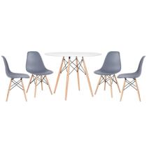 KIT - Mesa redonda Eames 100 cm branco + 4 cadeiras Eiffel DSW