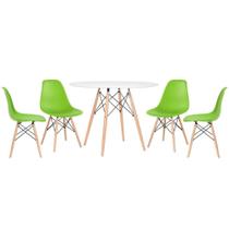 KIT - Mesa redonda Eames 100 cm branco + 4 cadeiras Eiffel DSW