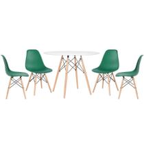 KIT - Mesa redonda Eames 100 cm branco + 4 cadeiras Eiffel DSW