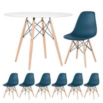 KIT - Mesa redonda Eames 100 cm branco + 6 cadeiras Eiffel DSW