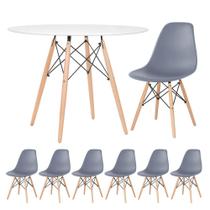 KIT - Mesa redonda Eames 100 cm branco + 6 cadeiras Eiffel DSW