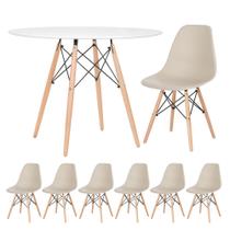 KIT - Mesa redonda Eames 100 cm branco + 6 cadeiras Eiffel DSW