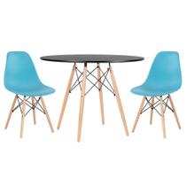 KIT - Mesa redonda Eames 100 cm preto + 2 cadeiras Eiffel DSW